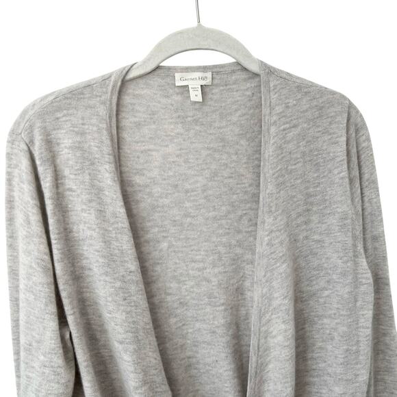 Garnet Hill Cashmere Easy Tie-Front Sweater Gray Women's M - Picture 4 of 9